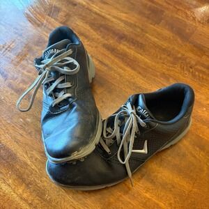 Callaway Coronado Golf Shoes Mens 10 Black Gray Leather Soft Spikes